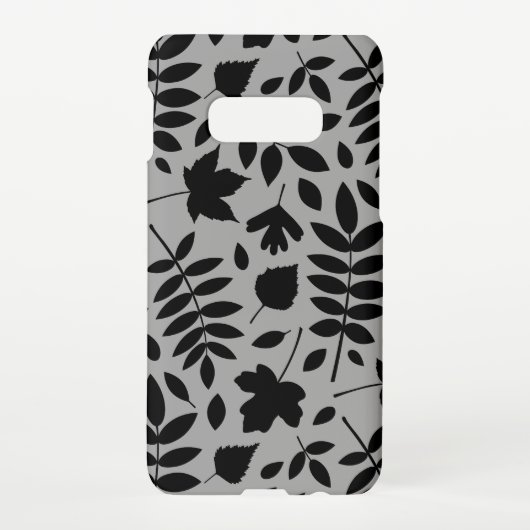 Fallen Leaves LG Pattern Zwart op Grijs Samsung Galaxy Hoesje (Achterkant)