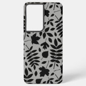 Fallen Leaves LG Pattern Zwart op Grijs Samsung Galaxy Hoesje (Achterkant)