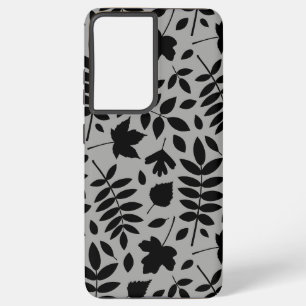 Fallen Leaves LG Pattern Zwart op Grijs Samsung Galaxy Hoesje