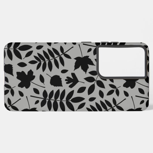 Fallen Leaves LG Pattern Zwart op Grijs Samsung Galaxy Hoesje (Linkerkant)