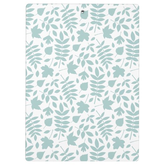 Fallen Leaves Pattern LT Blauwgroen op wit Klembord (Achterkant)