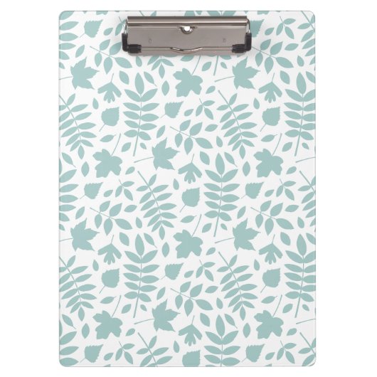 Fallen Leaves Pattern LT Blauwgroen op wit Klembord (Voorkant)