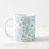 Fallen Leaves Pattern LT Blauwgroen op wit Koffiemok (Links)