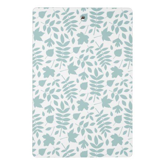 Fallen Leaves Pattern LT Blauwgroen op wit Mini Klembord (Achterkant)