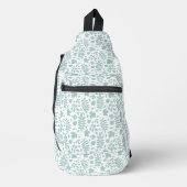 Fallen Leaves Pattern LT Blauwgroen op wit Sling Bag (Voorkant)