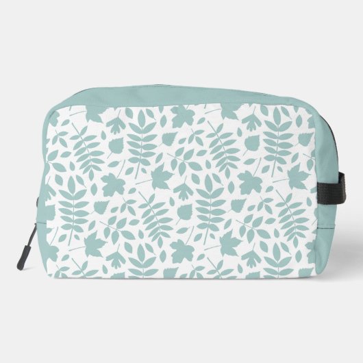 Fallen Leaves Pattern LT Blauwgroen op wit Toilettasje (Achterkant)