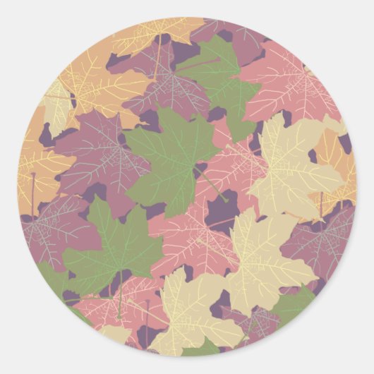 FALLEN MAPLE VERLAAT HAPPY AUTUMN RONDE STICKER (Voorkant)