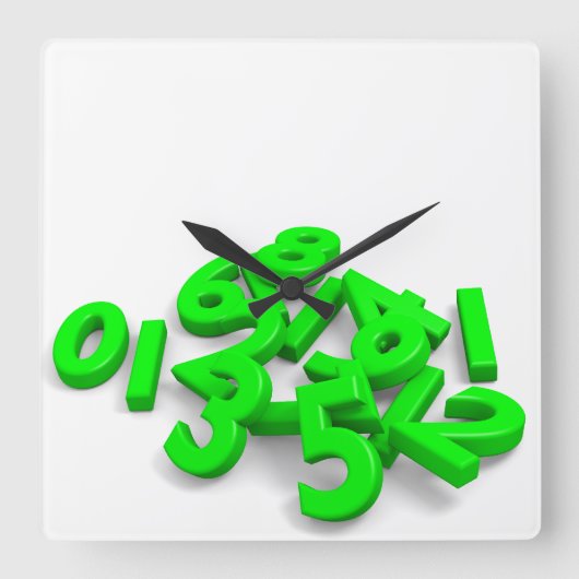 Fallen numbers Wall Clock Vierkante Klok (Voorkant)