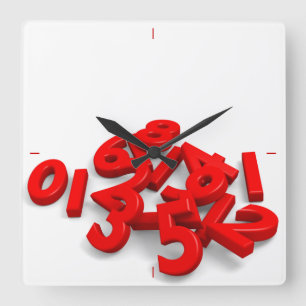 Fallen numbers Wall Clock Vierkante Klok