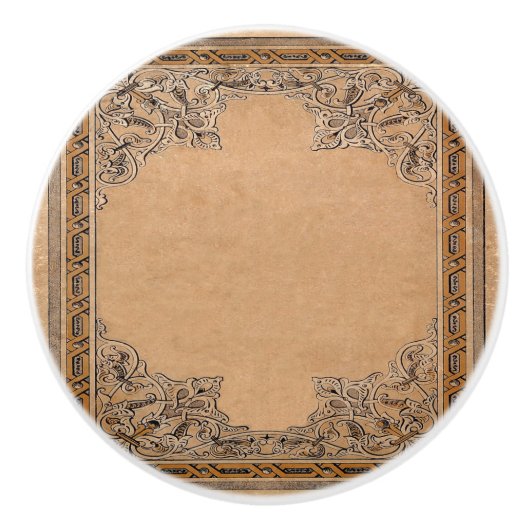 Fallen Old Knotwork Sepia Papier Keramische Knop (Voorkant)
