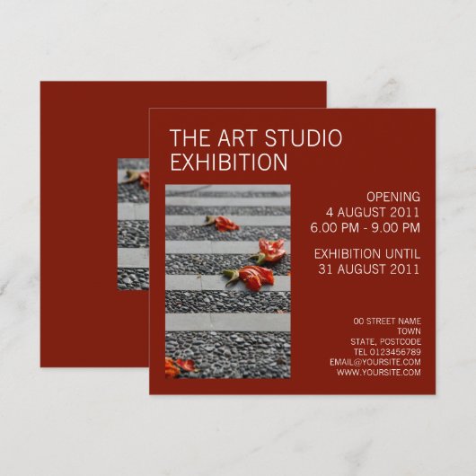 Fallen Petals carmine Uitnodiging (Voorkant / Achterkant)