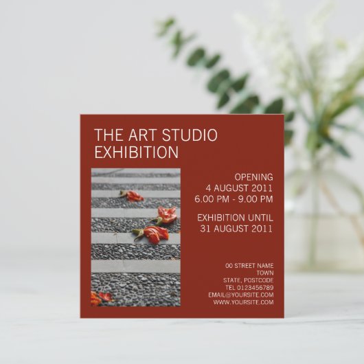 Fallen Petals carmine Uitnodiging (Staand voorkant)