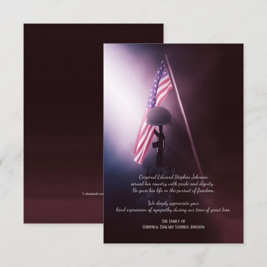 Fallen Soldier Funeral Bedankt voor je kaarten (Voorkant / Achterkant)