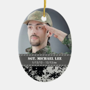 Fallen Soldier met zwarte en witte digitale camo Keramisch Ornament