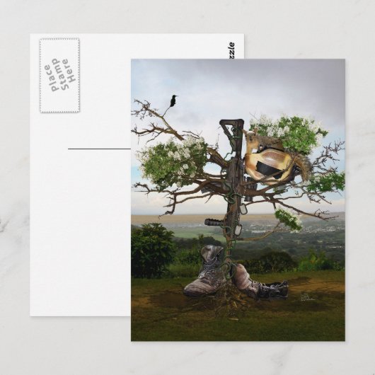 Fallen Soldier's Cross Briefkaart (Voorkant / Achterkant)