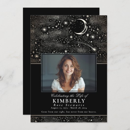 Fallen Star Viering van het leven begrafenis Memor Kaart (Voorkant / Achterkant)