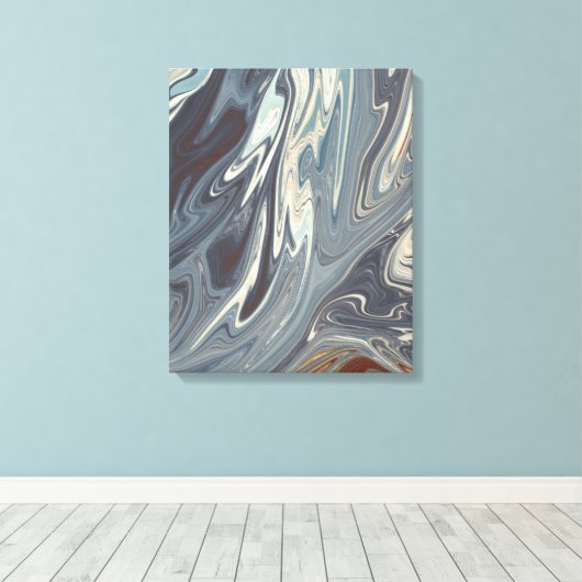 Fallen Waves Art | Beste moderne abstracte schilde Canvas Afdruk (Insitu (Houten vloer))