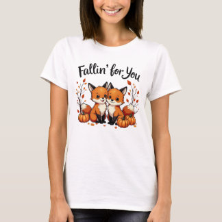 Fallin' for You - Schattig Fox Pair met pompoenen T-shirt