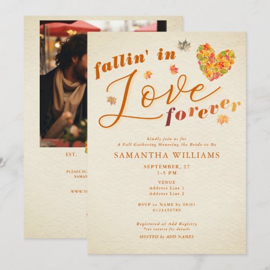 Fallin' In Love Forever Rustic Herfst Vrijgezellen Kaart (Voorkant / Achterkant)