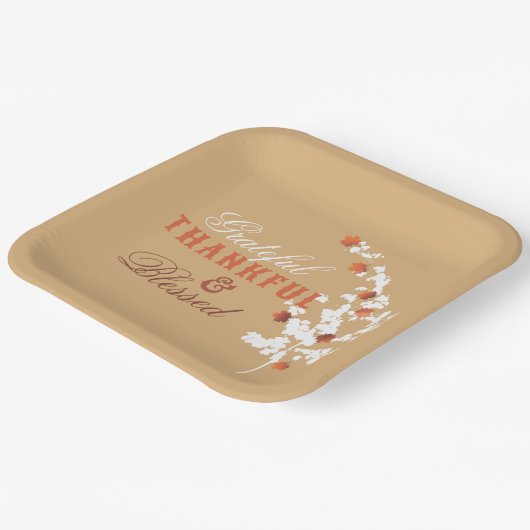 Falling Autumn Maple verliest Happy Thanksgiving Papieren Bordje (Gebogen)