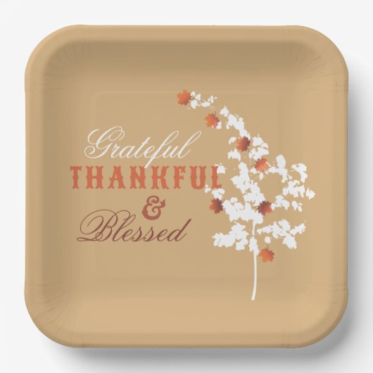 Falling Autumn Maple verliest Happy Thanksgiving Papieren Bordje (Voorkant)