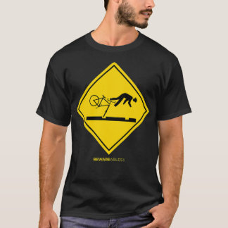 Falling bicyclists ahead caution sign funny cyclin t-shirt