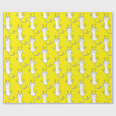 Falling Cat Yellow Wrapping Paper Cadeaupapier (Vlak)