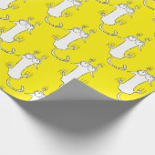 Falling Cat Yellow Wrapping Paper Cadeaupapier (Hoek)