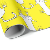 Falling Cat Yellow Wrapping Paper Cadeaupapier (Rol Hoek)