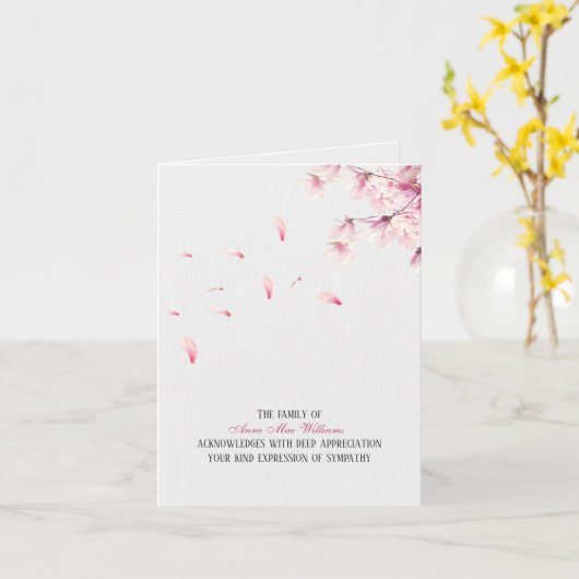 Falling Cherry Blossom Sympathie Hartelijk dank Kaart (Gele Bloem)