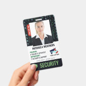 Falling Code Cyber Security Shield Employee ID Badge (Handheld)