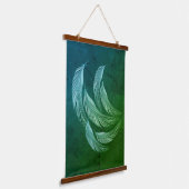 Falling Colorful Feathers Green Hangend Wandkleed (Gebogen)