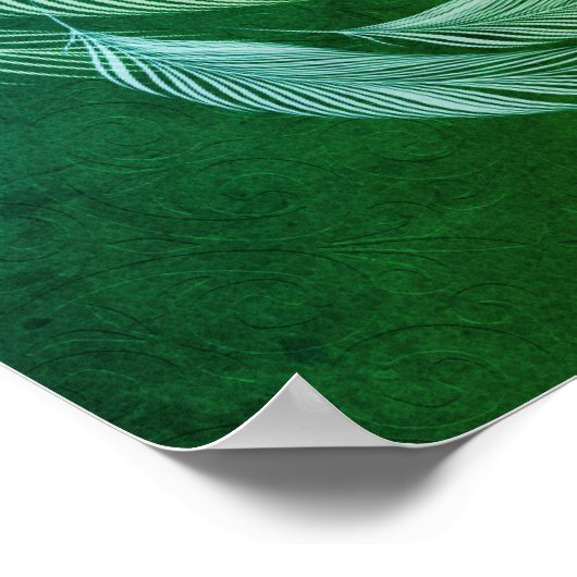 Falling Colorful Feathers Green Poster (Hoek)