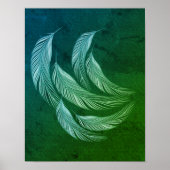 Falling Colorful Feathers Green Poster (Voorkant)