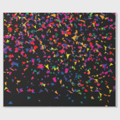 Falling Confetti - Rainbow-kleuren op zwart v3 Cadeaupapier (Vlak)