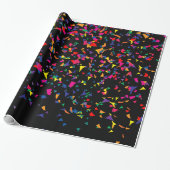 Falling Confetti - Rainbow-kleuren op zwart v3 Cadeaupapier (Uitgerold)