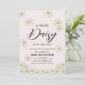 Falling Daisies Floral Pink Baby shower Uitnodigin Kaart (Staand voorkant)