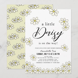 Falling Daisies White Floral Baby shower Kaart