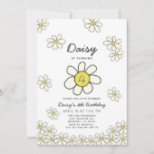 Falling Daisies White Floral Birthday Invitati Kaart (Voorkant)