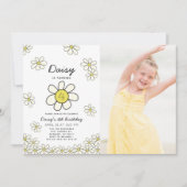 Falling Daisies White Floral Photo Birthday Kaart (Voorkant)