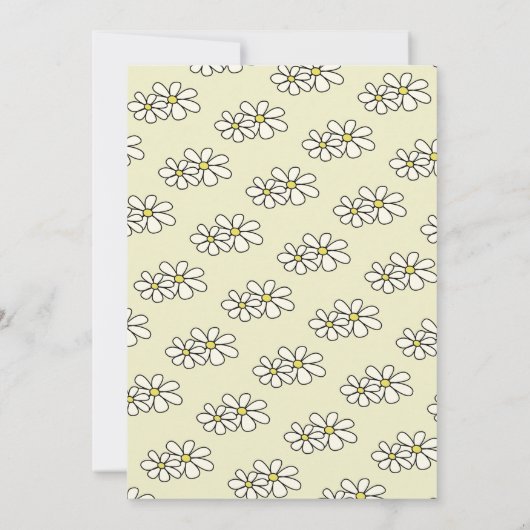 Falling Daisies White Floral Virtual Baby shower Kaart (Achterkant)
