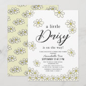 Falling Daisies White Floral Virtual Baby shower Kaart (Voorkant / Achterkant)