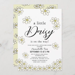 Falling Daisies White Floral Virtual Baby shower Kaart