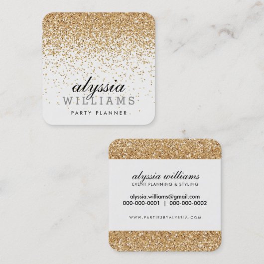 FALLING FAUX GOLD CONFETTI schattig cascading luxe Vierkante Visitekaartje (Voorkant / Achterkant)