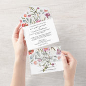 Falling Flowers Wedding All In One Uitnodiging (Afscheurbaar)