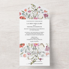 Falling Flowers Wedding All In One Uitnodiging