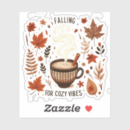 Falling for Cozy Vibes Schattigee herfstkoffie en  Sticker