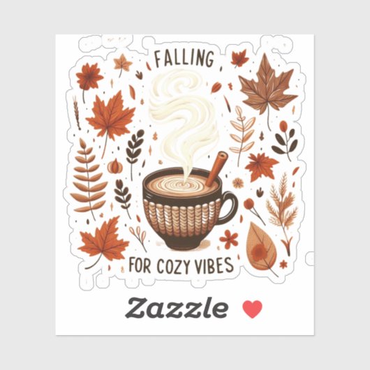 Falling for Cozy Vibes Schattigee herfstkoffie en Sticker (Vel)