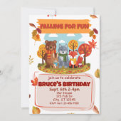 Falling for Fun, Woodland Animal Birthday  Kaart (Voorkant)