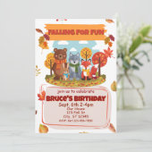 Falling for Fun, Woodland Animal Birthday  Kaart (Staand voorkant)